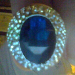 ladies size 7 silver plated aqua marine ring